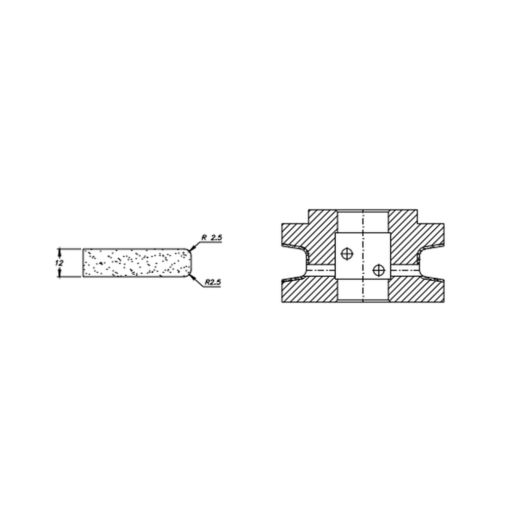 Marmo Elettromeccanica T12 r2.5 Flat Bevel - 12mm Diamond Profiling Wheel - Line 40 CNC Bore 22mm
