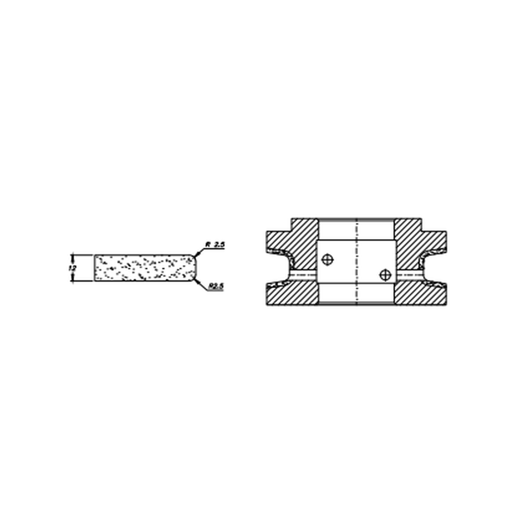 Marmo Elettromeccanica T12 r2.5 Flat Bevel - 12mm Diamond Profiling Wheel - Line 60 CNC Bore 35mm