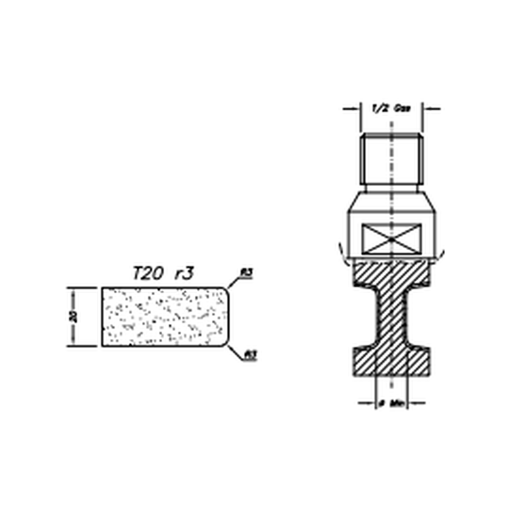 Marmo Elettromeccanica T20 r3 Flat Bevel - 20mm Diamond Profiling Wheel - Line 20 CNC 1/2 Gas Sinkhole