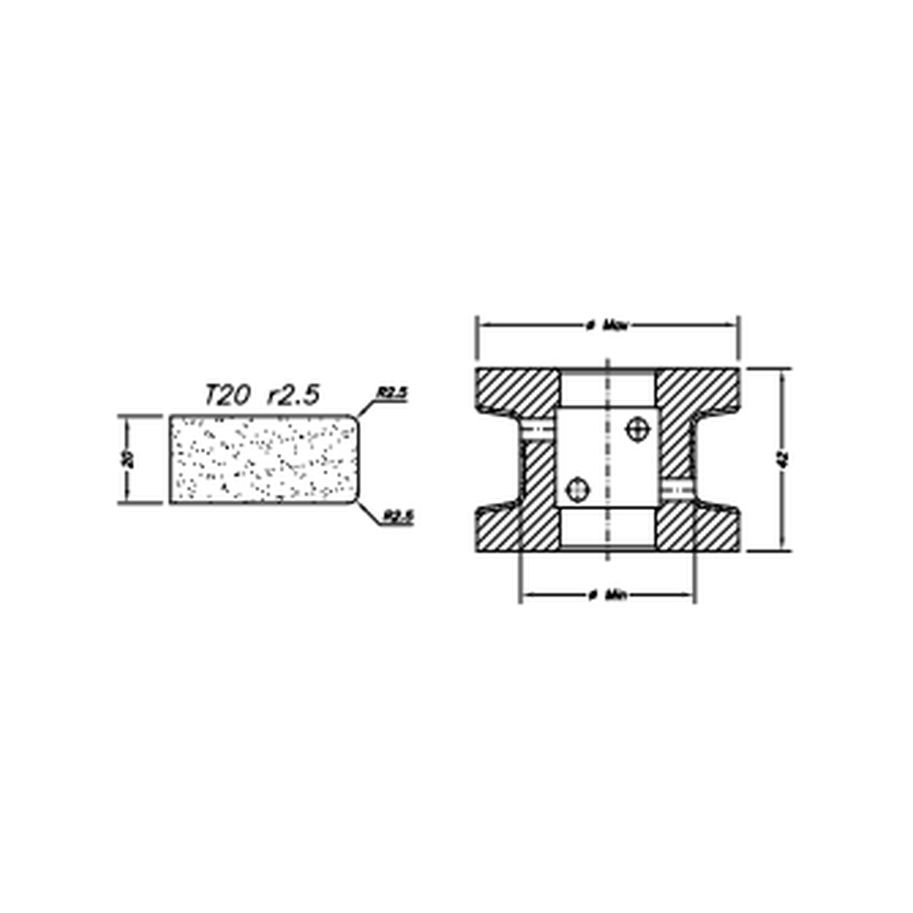 Marmo Elettromeccanica T20 r3 Flat Bevel - 20mm Diamond Profiling Wheel - Line 40 CNC Bore 22mm
