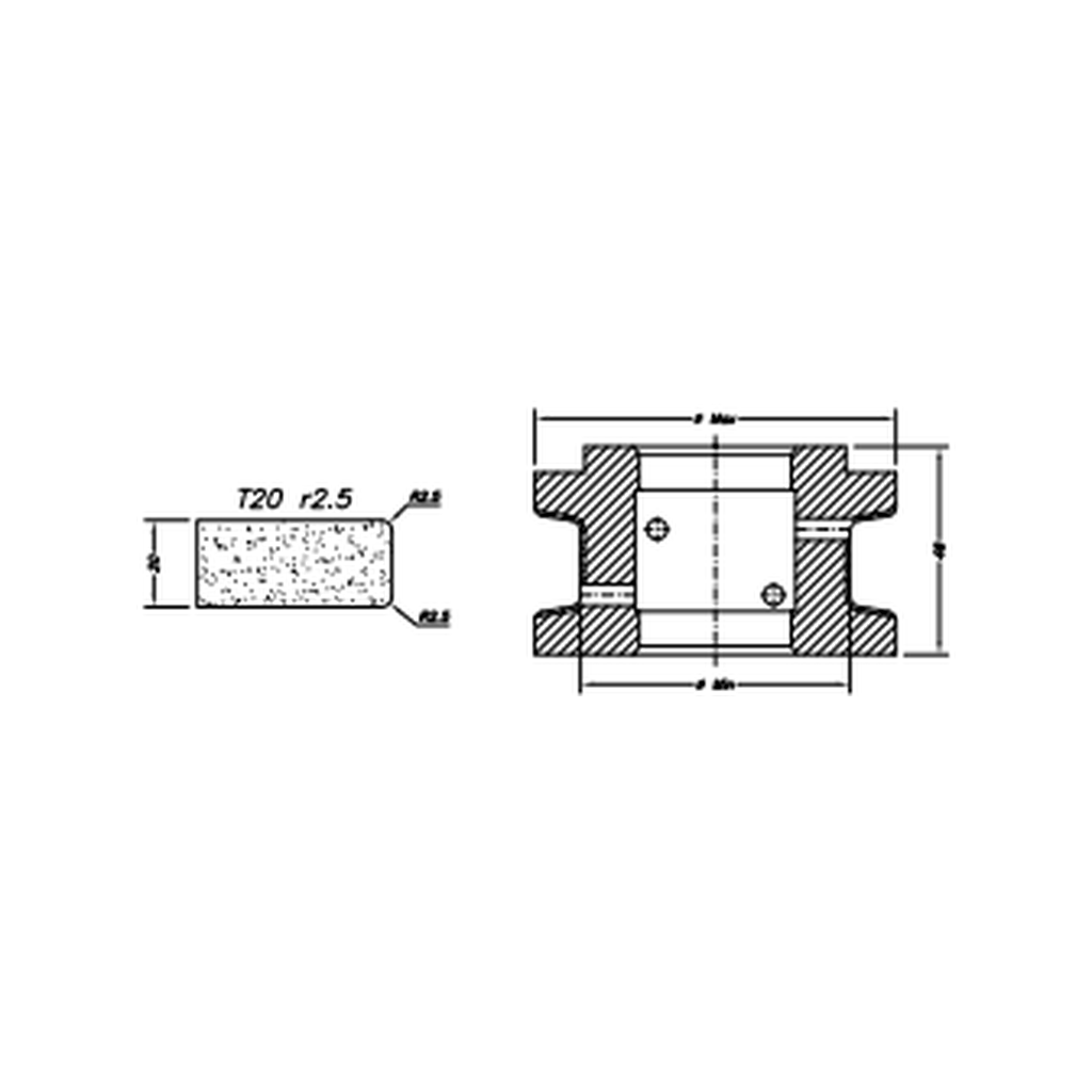 Marmo Elettromeccanica T20 r3 Flat Bevel - 20mm Diamond Profiling Wheel - Line 60 CNC Bore 35mm