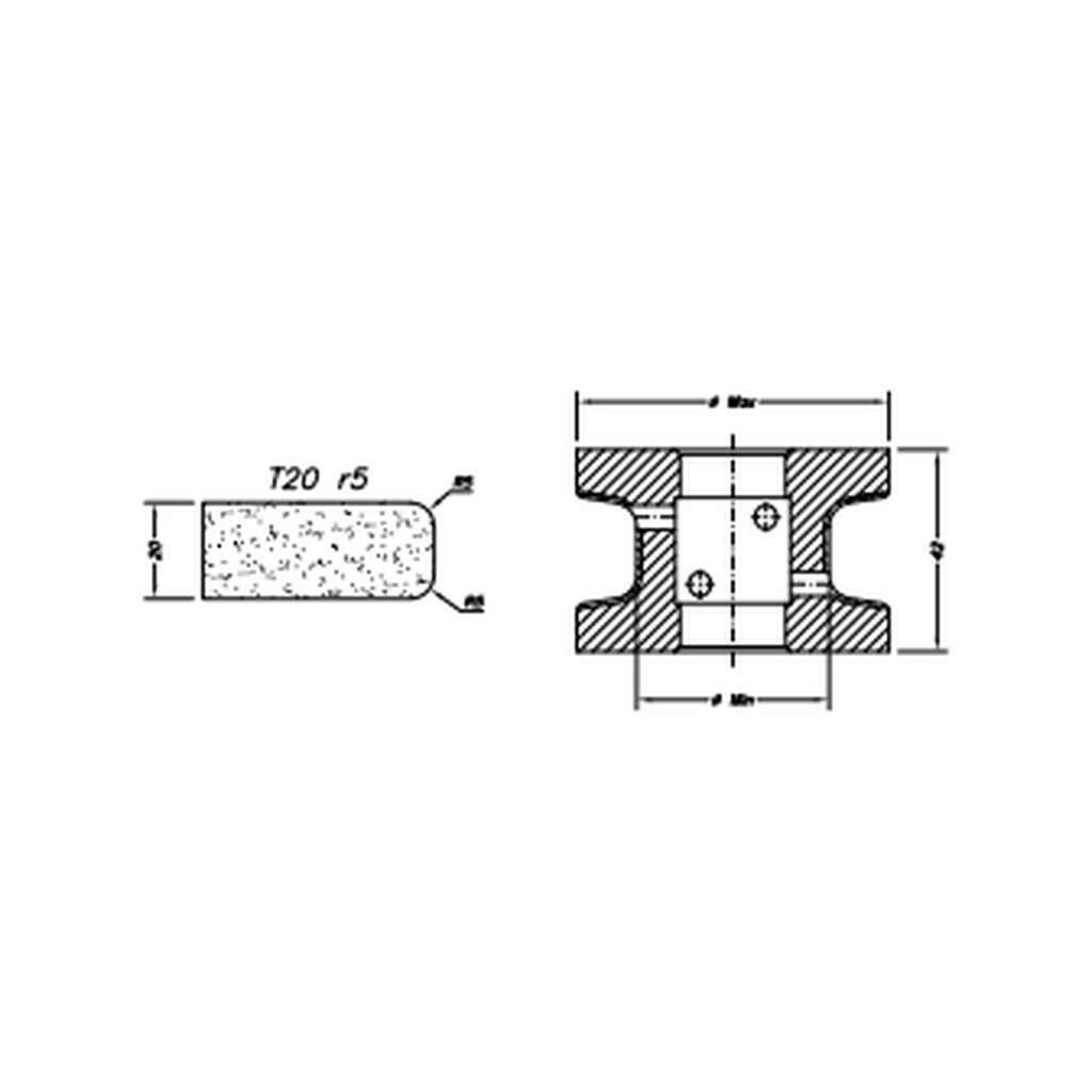 [SCE41080] Marmo Elettromeccanica T20 r5 Flat Bevel - 20mm Diamond Profiling Wheel - Line 40 CNC Bore 22mm (1, EHS Kit)