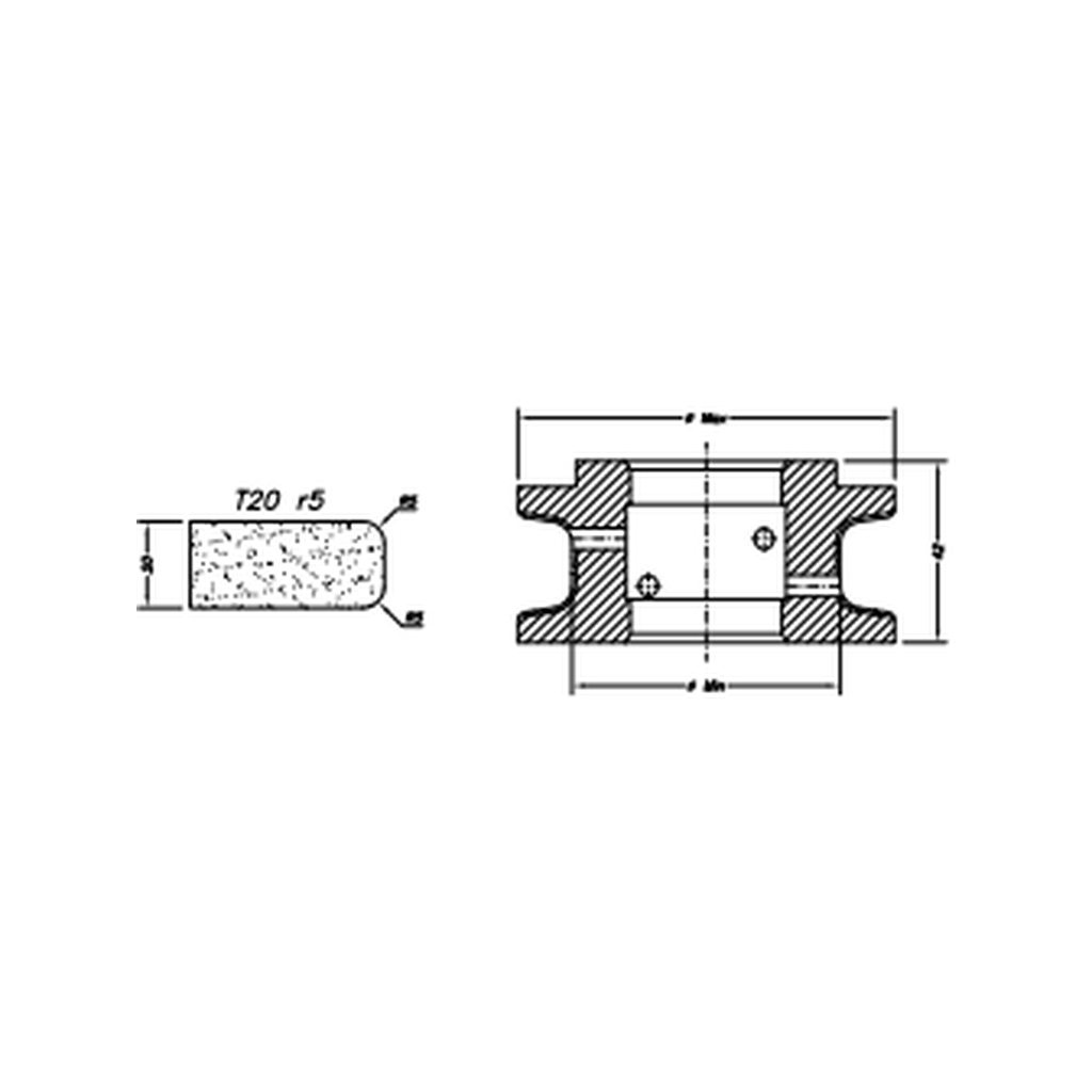 Marmo Elettromeccanica T20 r5 Flat Bevel - 20mm Diamond Profiling Wheel - Line 60 CNC Bore 35mm