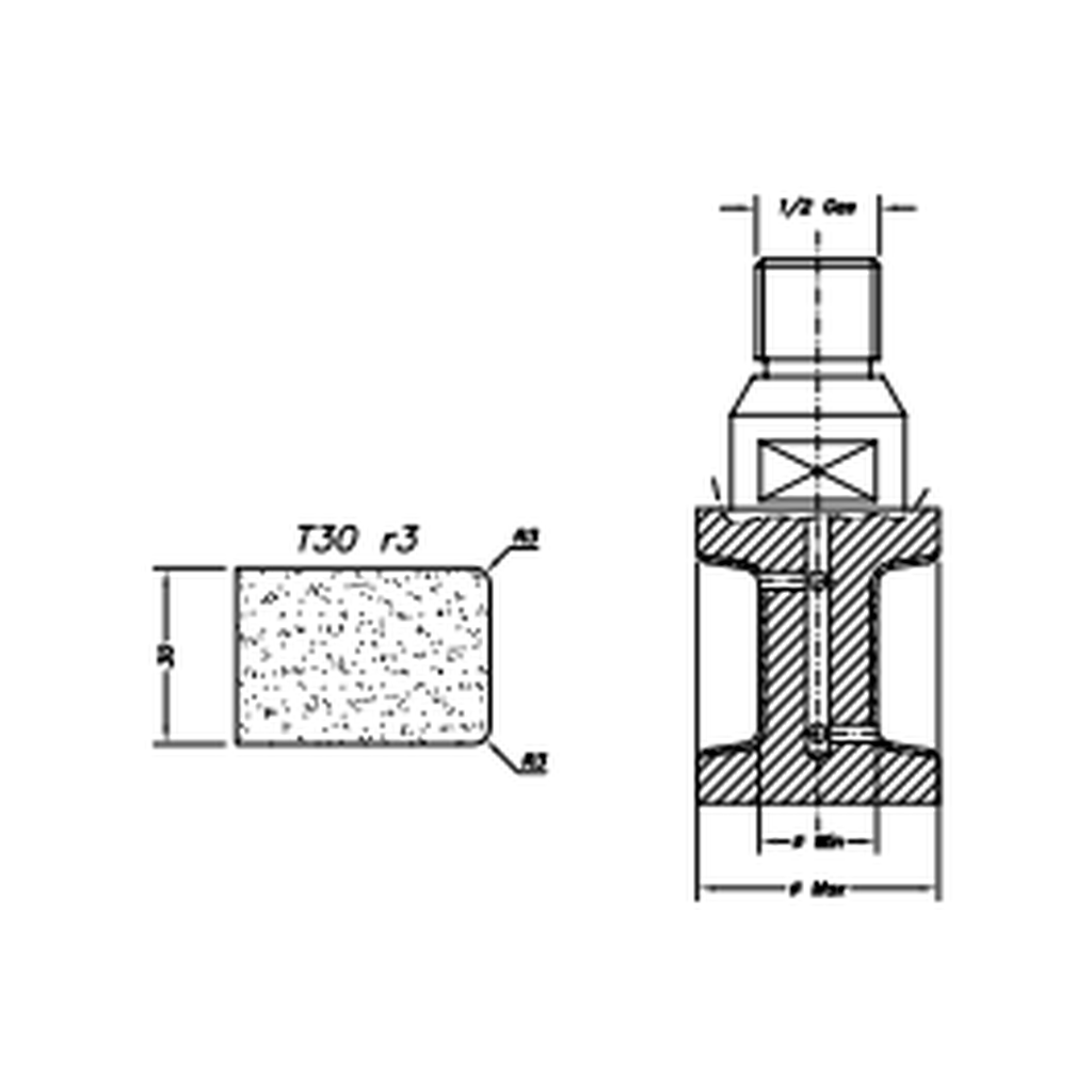 Marmo Elettromeccanica T30 r3 Flat Bevel - 30mm Diamond Profiling Wheel - Line 60 CNC Bore 35mm