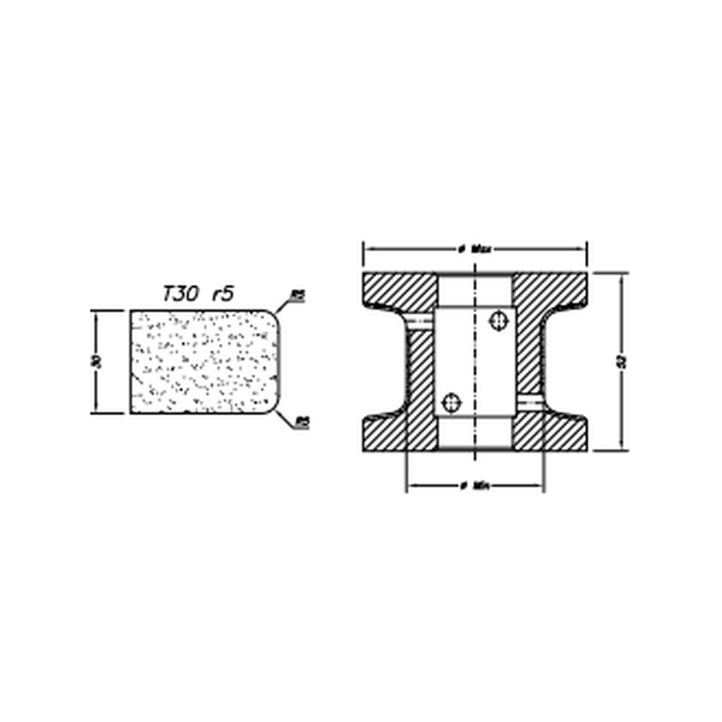 [SCE41082] Marmo Elettromeccanica T30 r5 Flat Bevel - 30mm Diamond Profiling Wheel - Line 40 CNC Bore 22mm (1, EHS Kit)