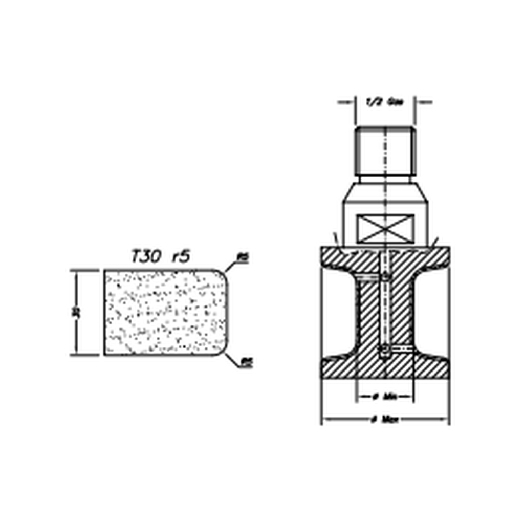 Marmo Elettromeccanica T30 r5 Flat Bevel - 30mm Diamond Profiling Wheel - Router Bit