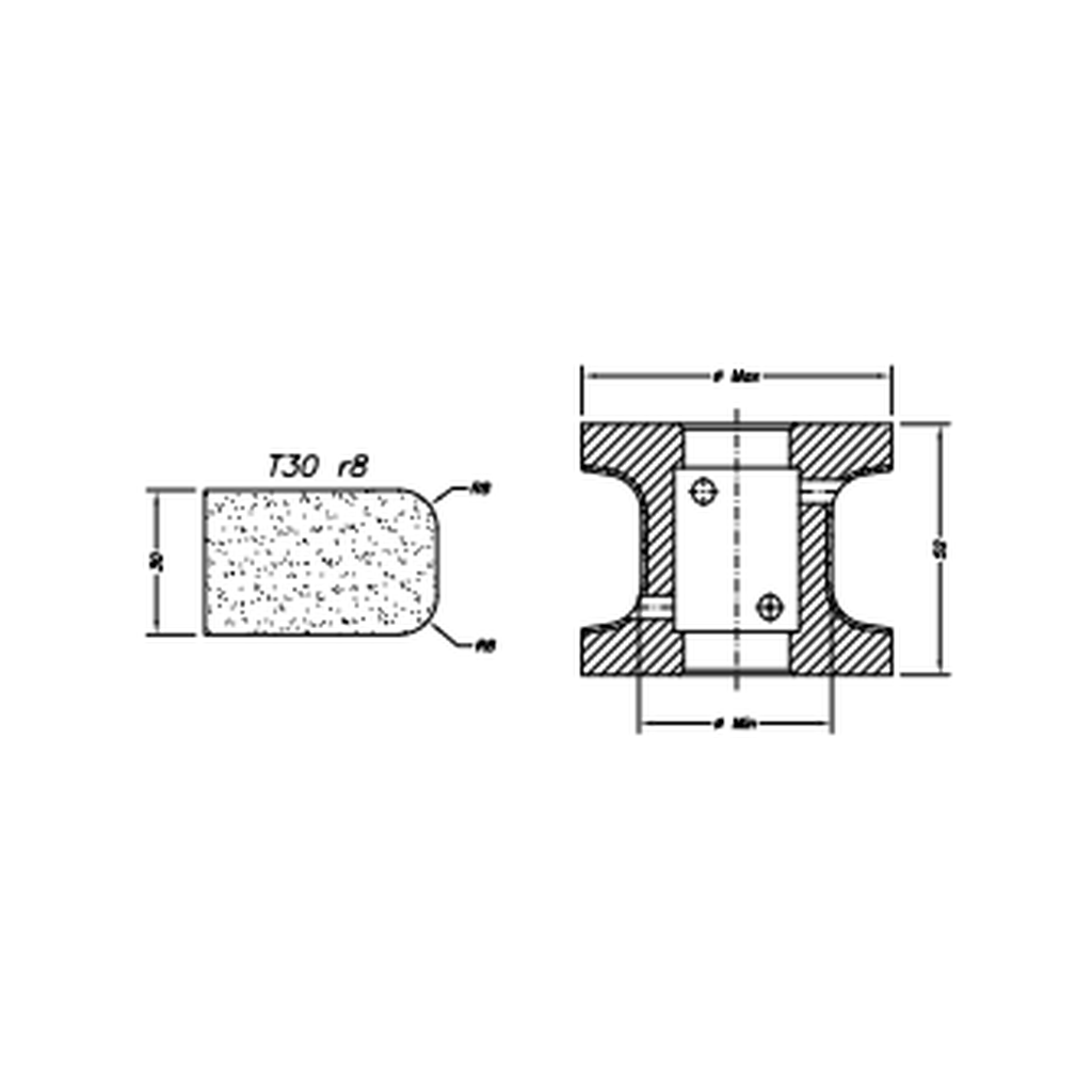 Marmo Elettromeccanica T30 r8 Flat Bevel - 30mm Diamond Profiling Wheel - Line 40 CNC Bore 22mm