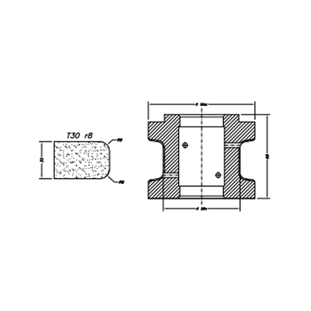 Marmo Elettromeccanica T30 r8 Flat Bevel - 30mm Diamond Profiling Wheel - Line 60 CNC Bore 35mm