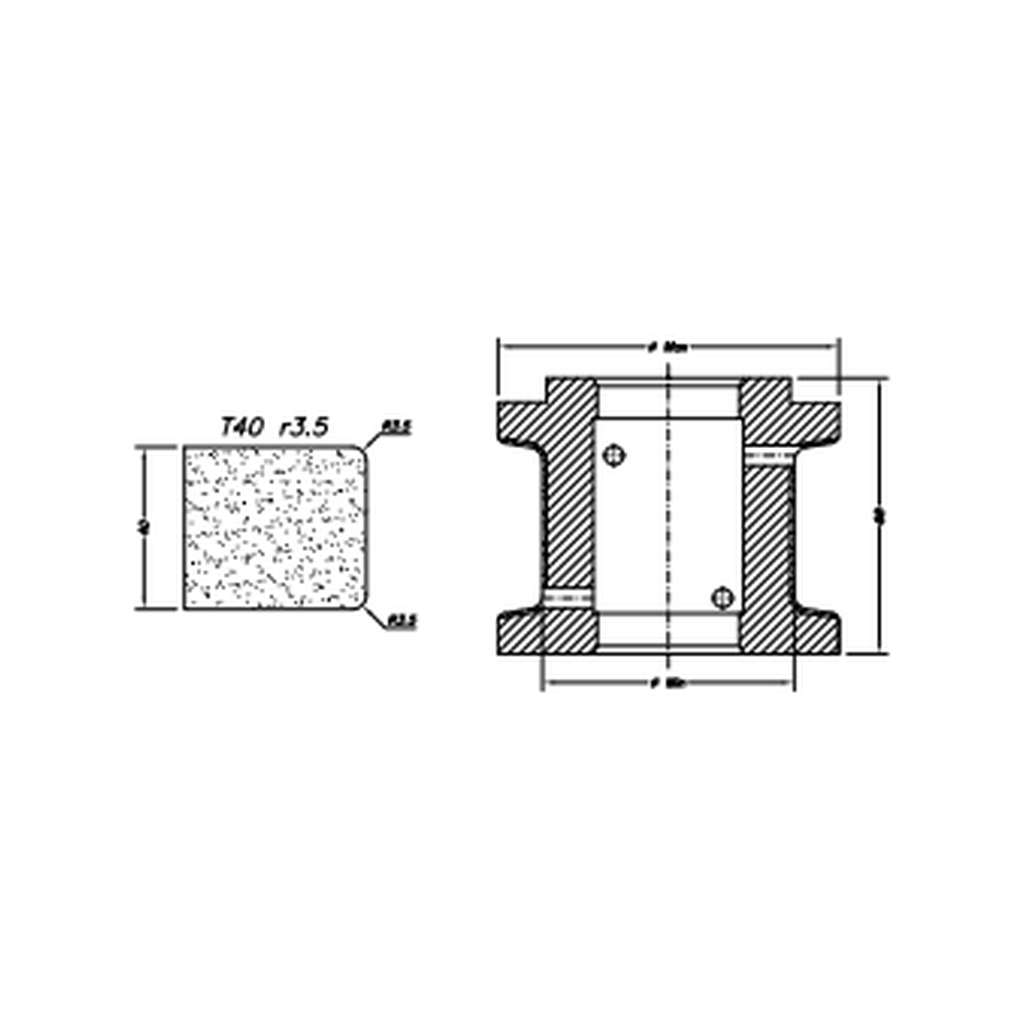 Marmo Elettromeccanica T40 r3.5 Flat Bevel - 40mm Diamond Profiling Wheel - Line 60 CNC Bore 35mm