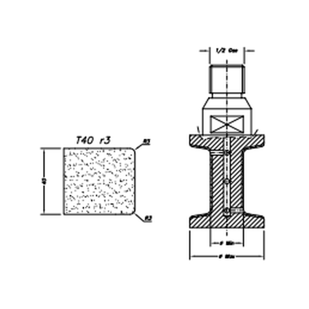 Marmo Elettromeccanica T40 r3.5 Flat Bevel - 40mm Diamond Profiling Wheel - Router Bit