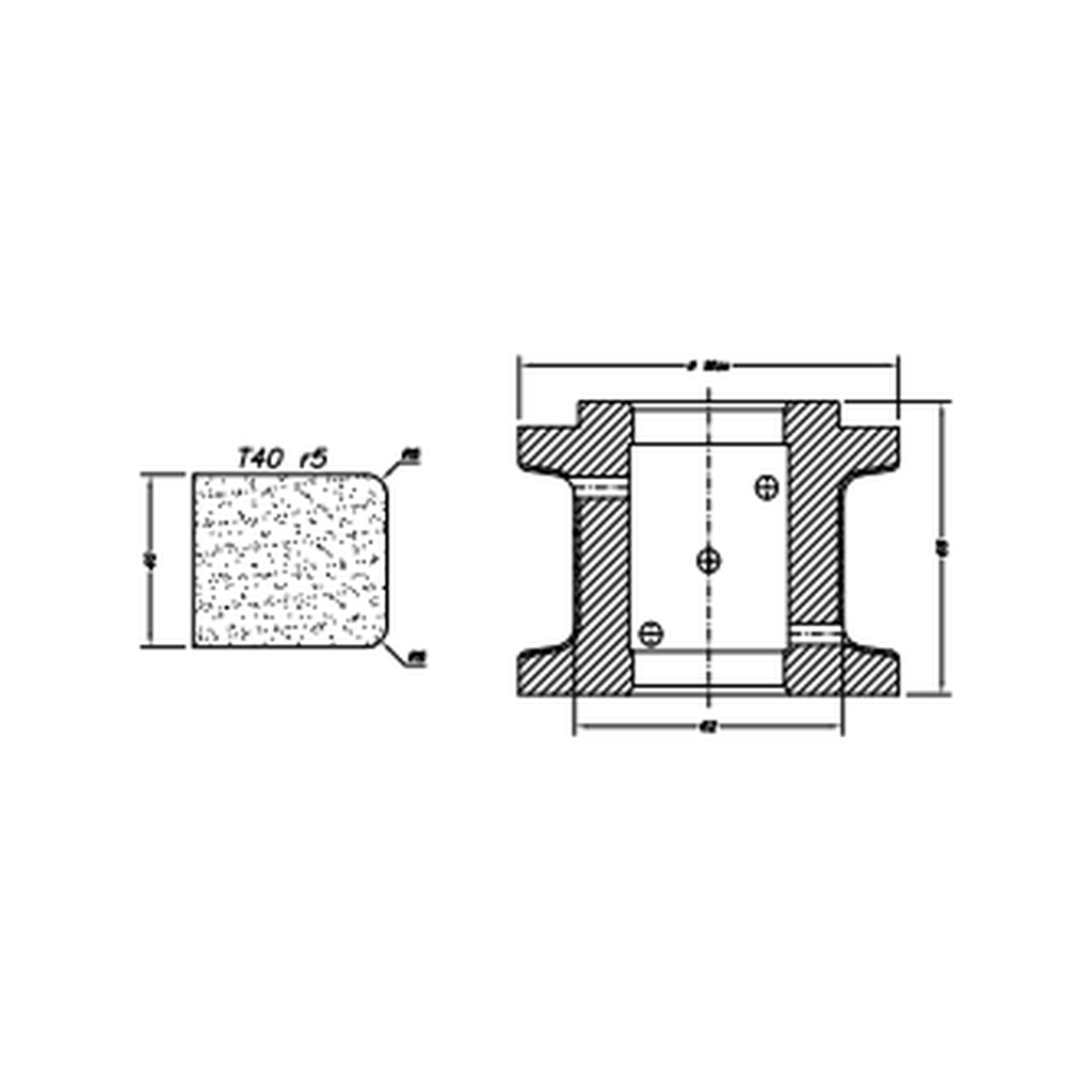 Marmo Elettromeccanica T40 r5 Flat Bevel - 40mm Diamond Profiling Wheel - Line 60 CNC Bore 35mm