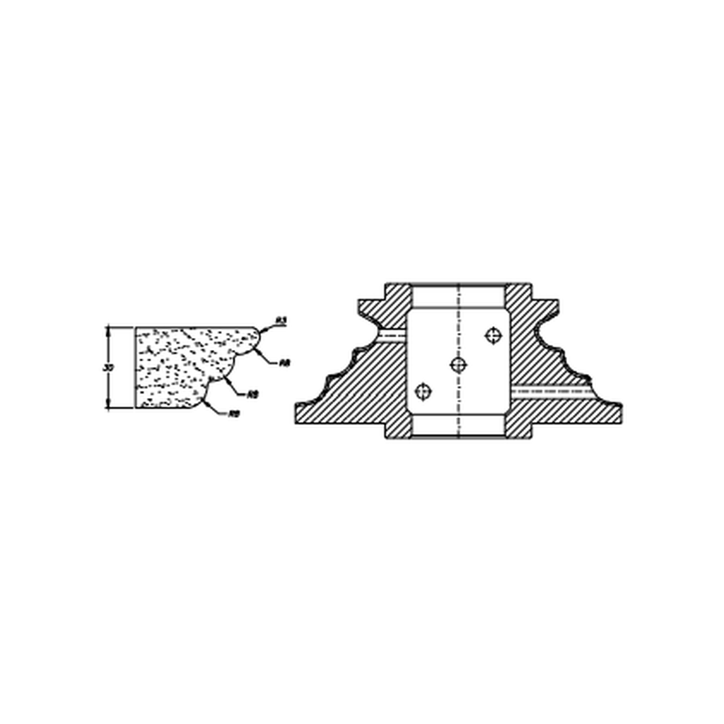 [SC72189] Marmo Elettromeccanica TP30 PFD DEC Triple Pencil Waterfall - 30mm Diamond Profiling Wheel - Line 60 CNC Bore 35mm Polished Face Down Closed Profile (00, EHS Kit)