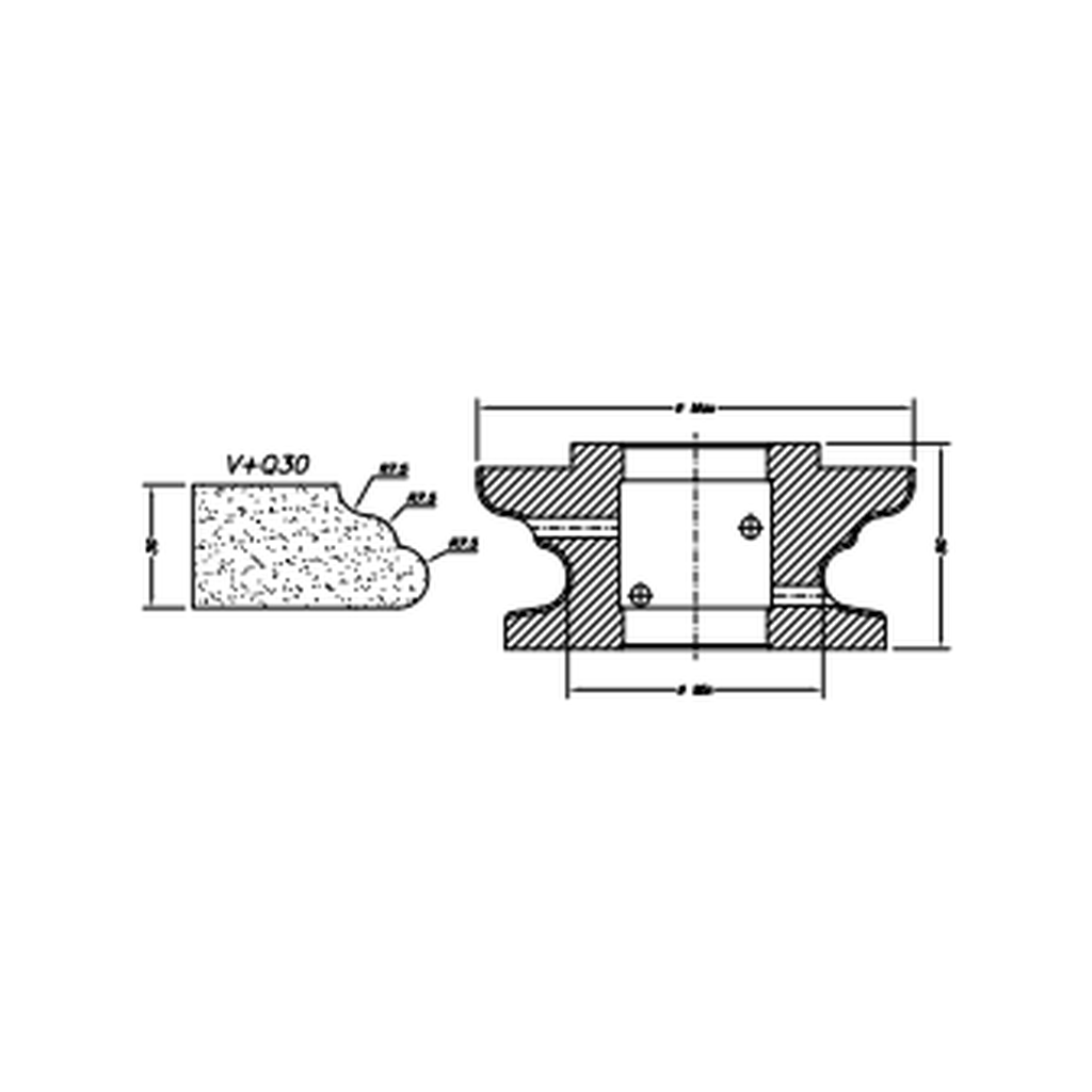 Marmo Elettromeccanica V+Q30 Bevel Quarter Round - 30mm Diamond Profiling Wheel - Line 60 CNC Bore 35mm