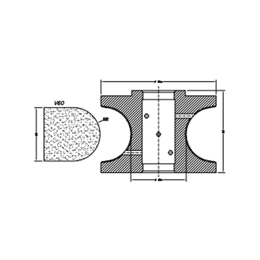 Marmo Elettromeccanica V60 Bevel - 60mm Diamond Profiling Wheel - Router Bit