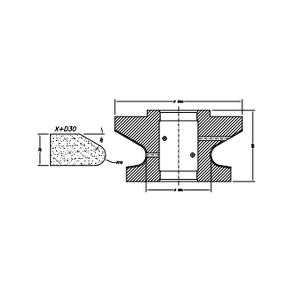 Marmo Elettromeccanica X+D30 Double Shark Nose - 30mm Diamond Profiling Wheel - Line 60 CNC Bore 35mm