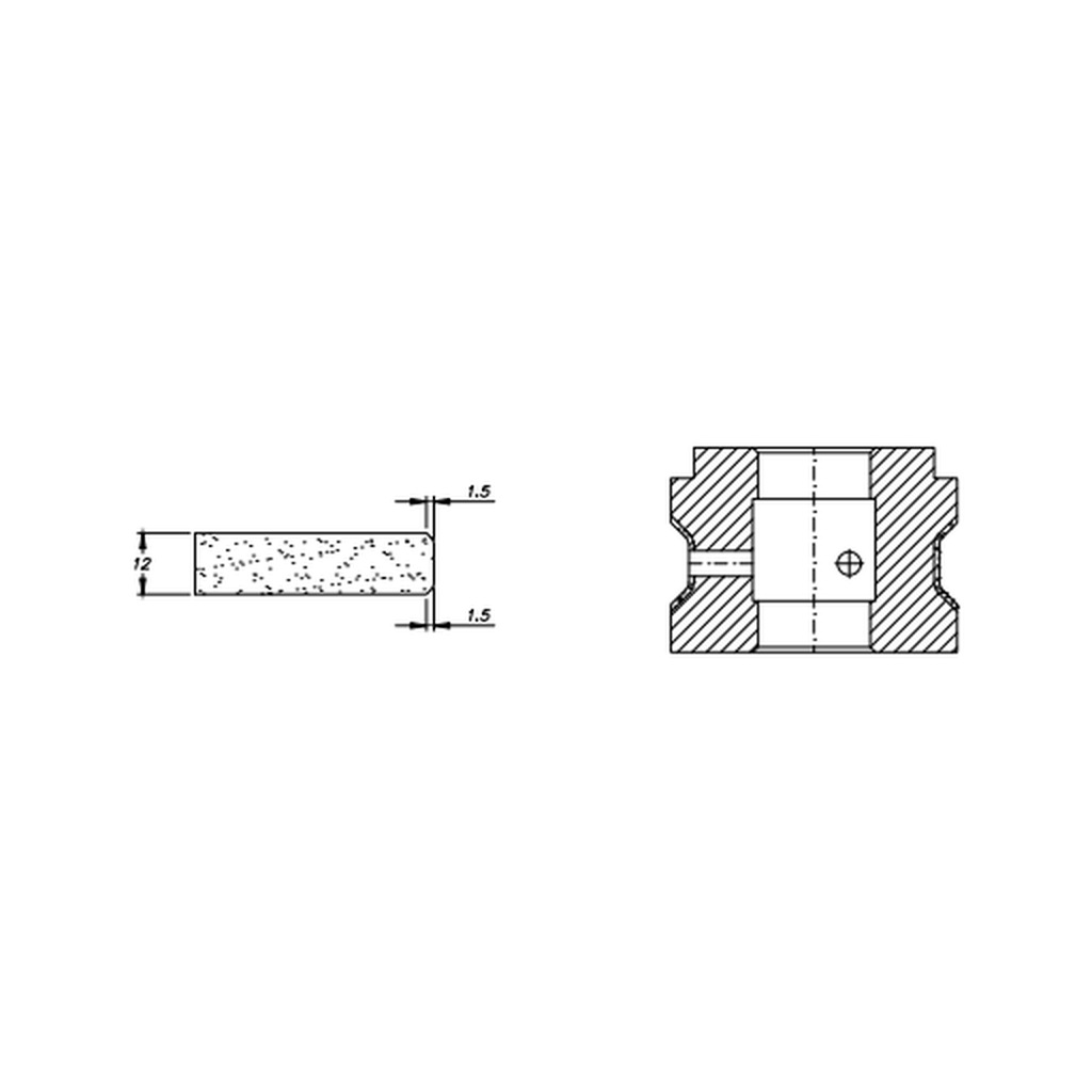 [SCE41D191] Marmo Elettromeccanica YS12 1.5x1.5 Chamfer Step - 12mm Diamond Profiling Wheel - Line 40 CNC Bore 22mm (1, EHS Kit)