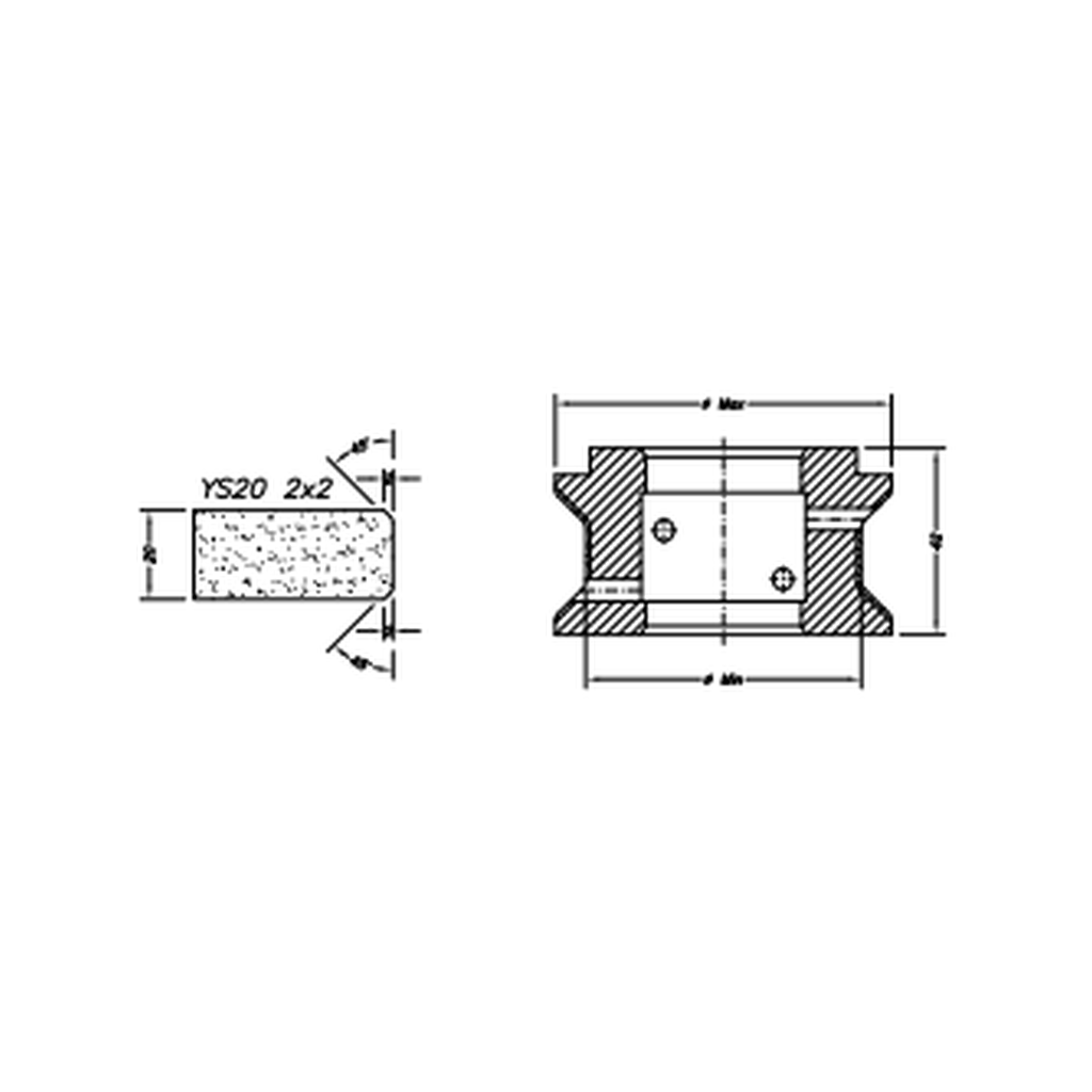 Marmo Elettromeccanica YS20 2x2 Chamfer Step - 20mm Diamond Profiling Wheel - Line 60 CNC Bore 35mm