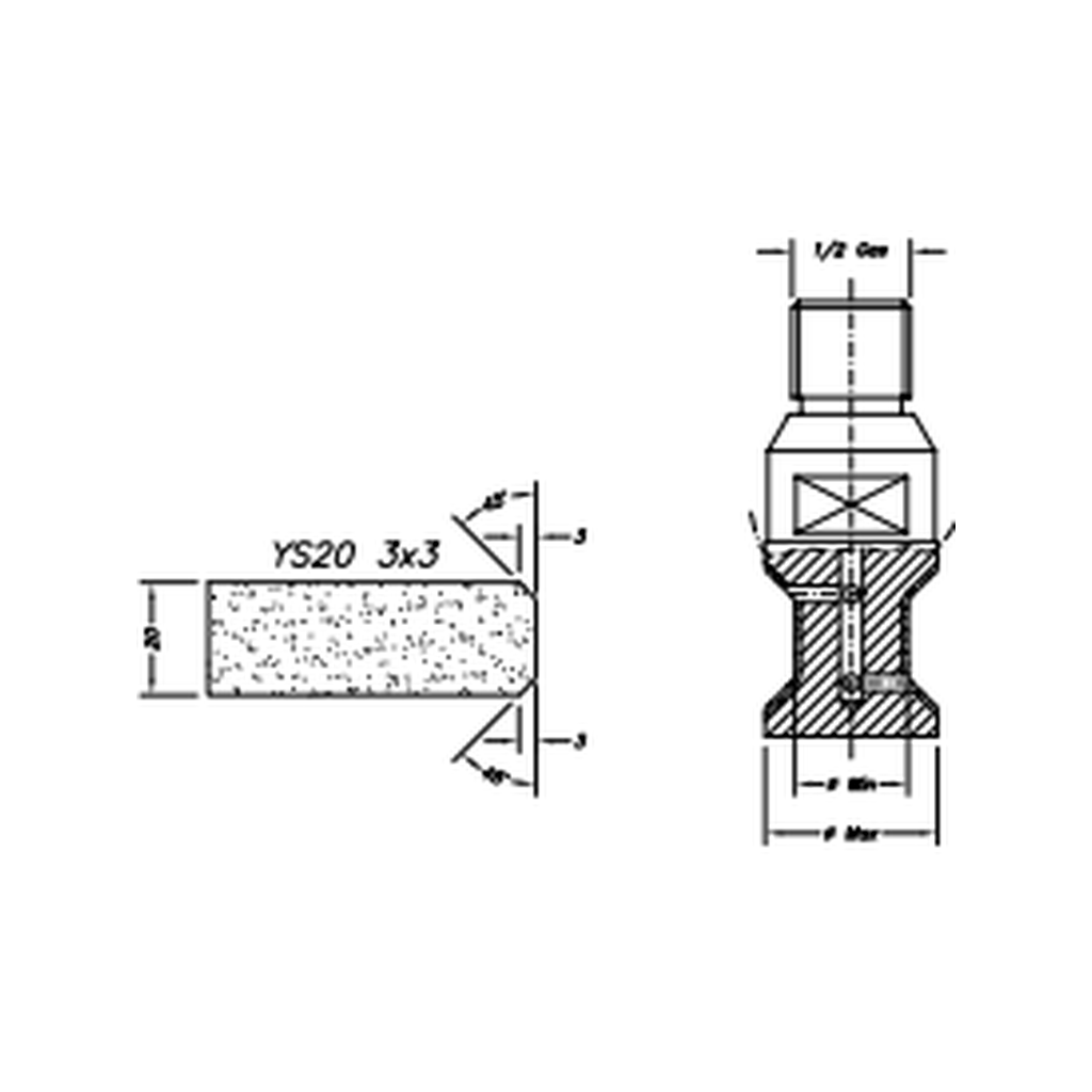 Marmo Elettromeccanica YS20 3x3 Chamfer Step - 20mm Diamond Profiling Wheel - Line 20 CNC 1/2 Gas Sinkhole