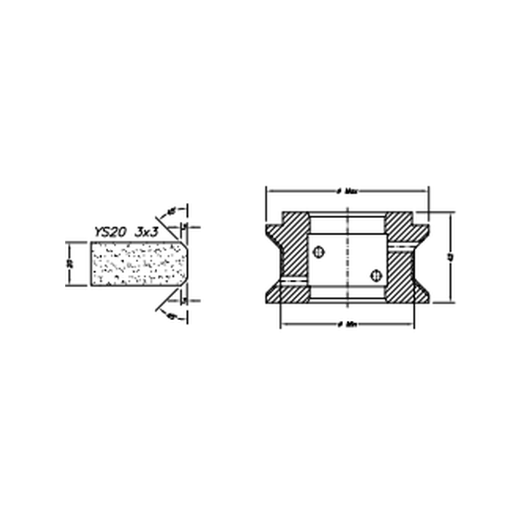 Marmo Elettromeccanica YS20 3x3 Chamfer Step - 20mm Diamond Profiling Wheel - Line 60 CNC Bore 35mm