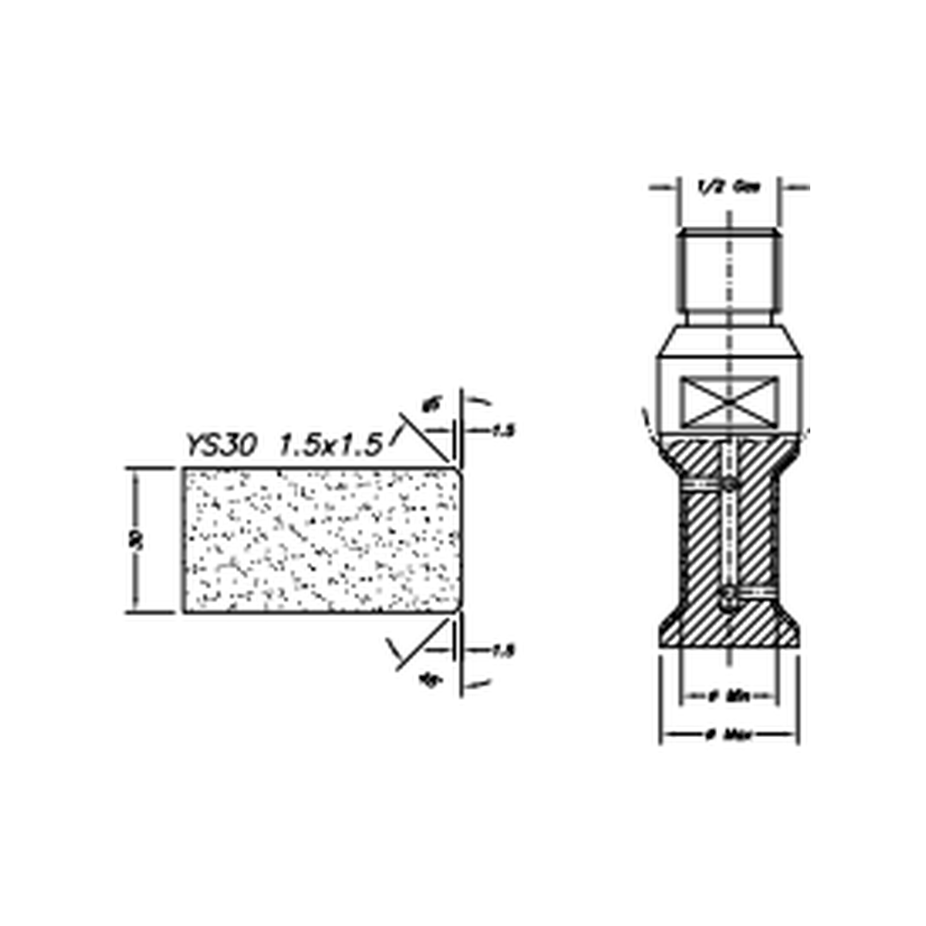 Marmo Elettromeccanica YS30 1.5x1.5 Chamfer Step - 30mm Diamond Profiling Wheel - Line 20 CNC 1/2 Gas Sinkhole