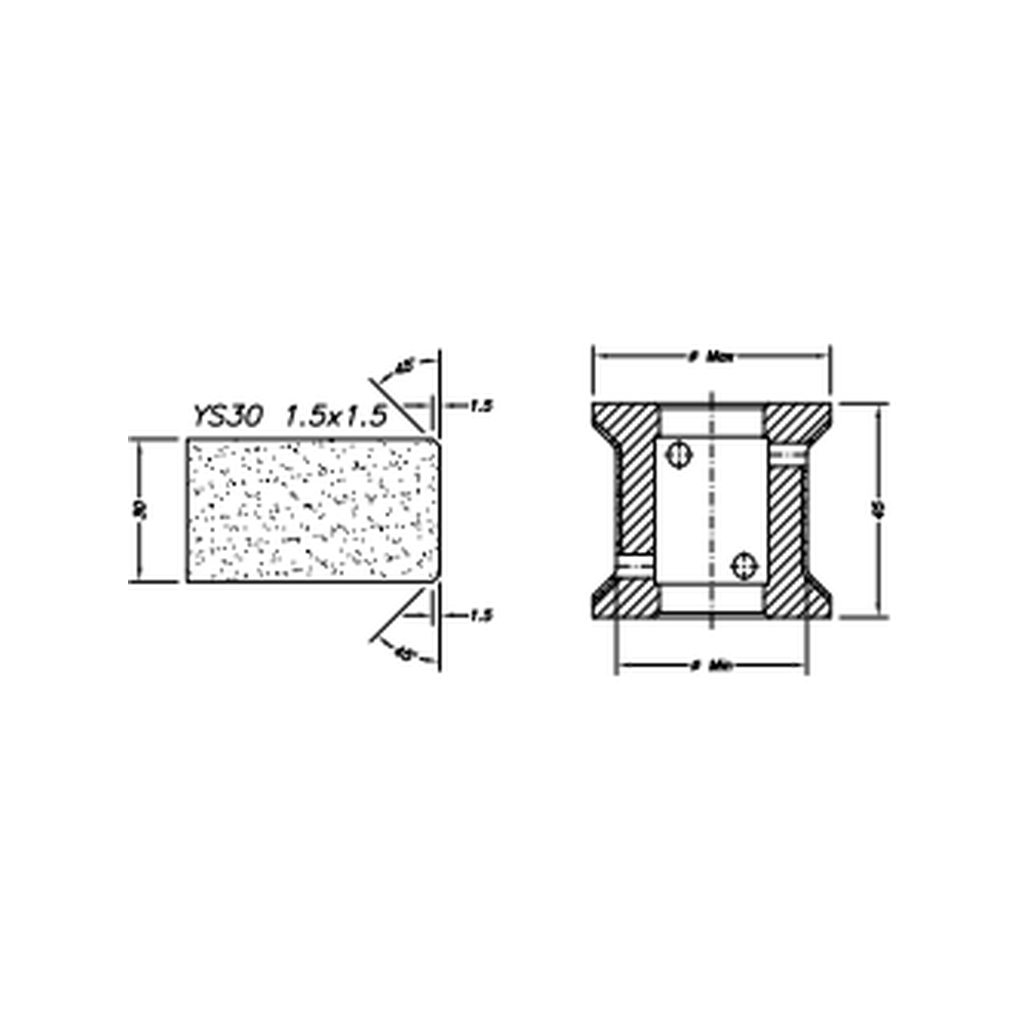 [SCE41D445] Marmo Elettromeccanica YS30 1.5x1.5 Chamfer Step - 30mm Diamond Profiling Wheel - Line 40 CNC Bore 22mm (1, EHS Kit)