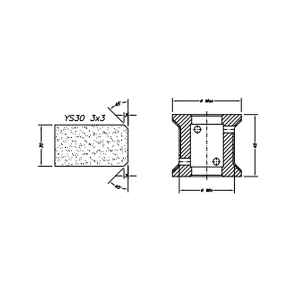 [SCE41121] Marmo Elettromeccanica YS30 3x3 Chamfer Step - 30mm Diamond Profiling Wheel - Line 40 CNC Bore 22mm (1, EHS Kit)
