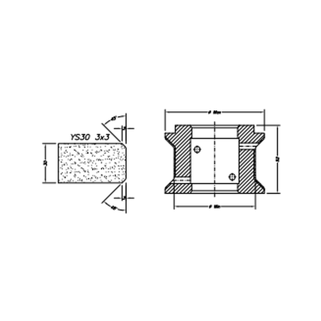 Marmo Elettromeccanica YS30 3x3 Chamfer Step - 30mm Diamond Profiling Wheel - Line 60 CNC Bore 35mm