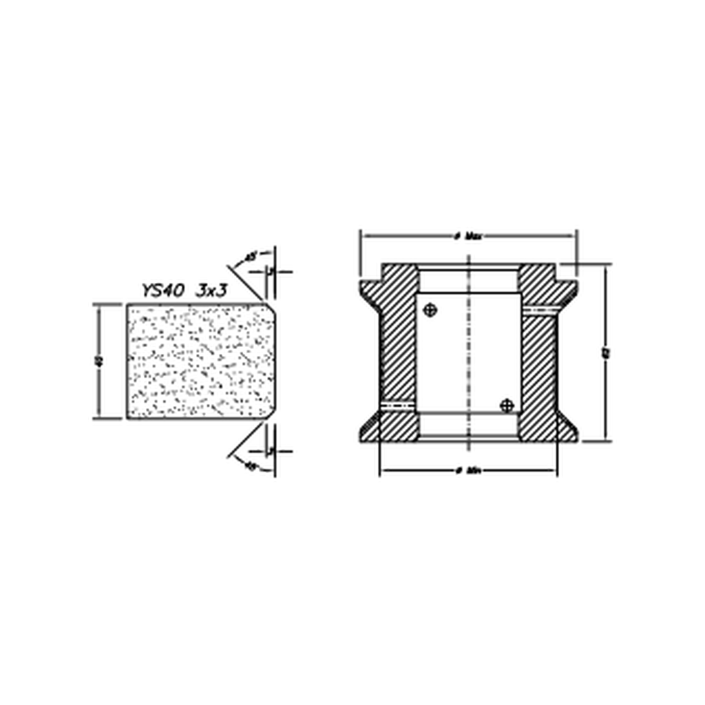 [SCE61124] Marmo Elettromeccanica YS40 3x3 Chamfer Step - 40mm Diamond Profiling Wheel - Line 60 CNC Bore 35mm (1, EHS Kit)