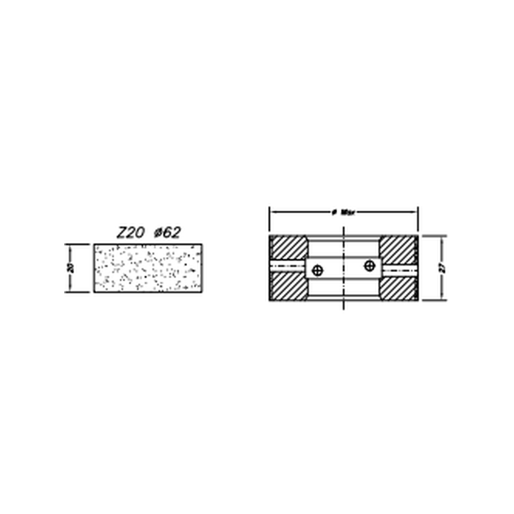 [SC67033] Marmo Elettromeccanica Z20 Flat Polish Seam - 20mm Diamond Profiling Wheel - Line 60 CNC Bore 35mm (1, Electroplated Kit)