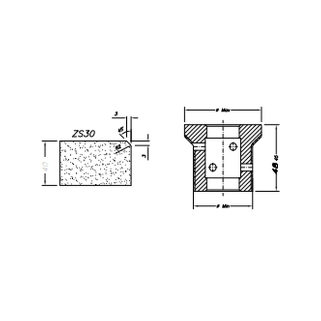 Marmo Elettromeccanica ZS30 Single Chamfer - 30mm Diamond Profiling Wheel - Line 40 CNC Bore 22mm