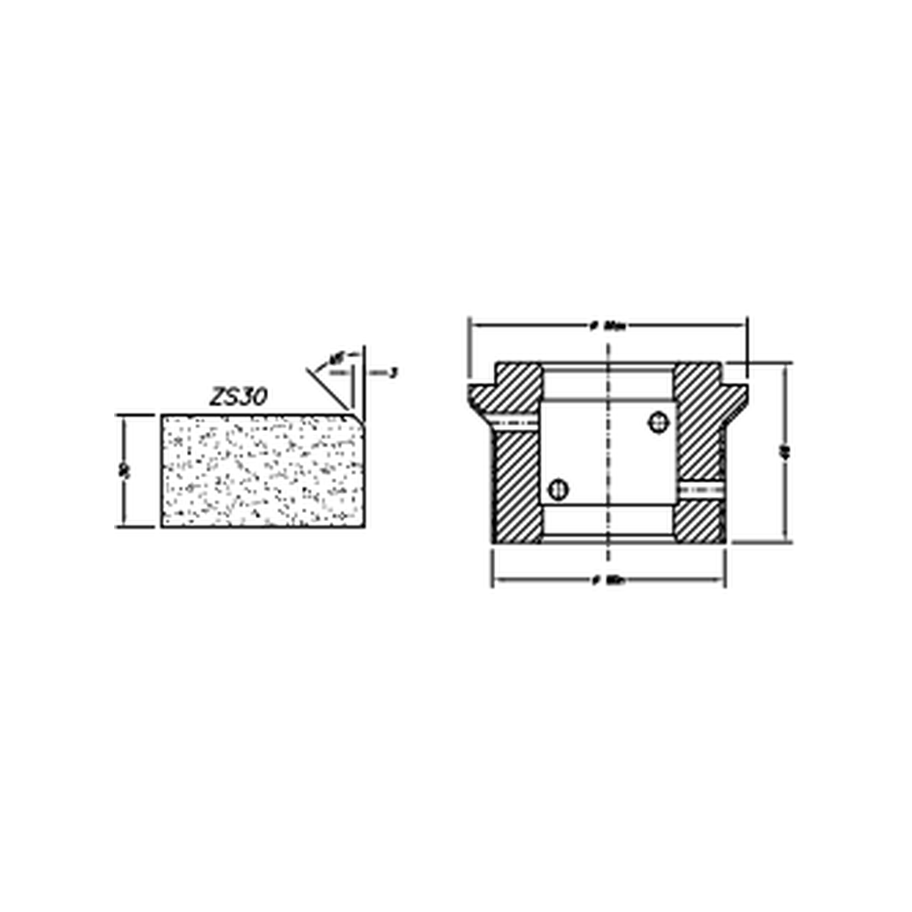 [SCE61041] Marmo Elettromeccanica ZS30 Single Chamfer - 30mm Diamond Profiling Wheel - Line 60 CNC Bore 35mm (1, EHS Kit)