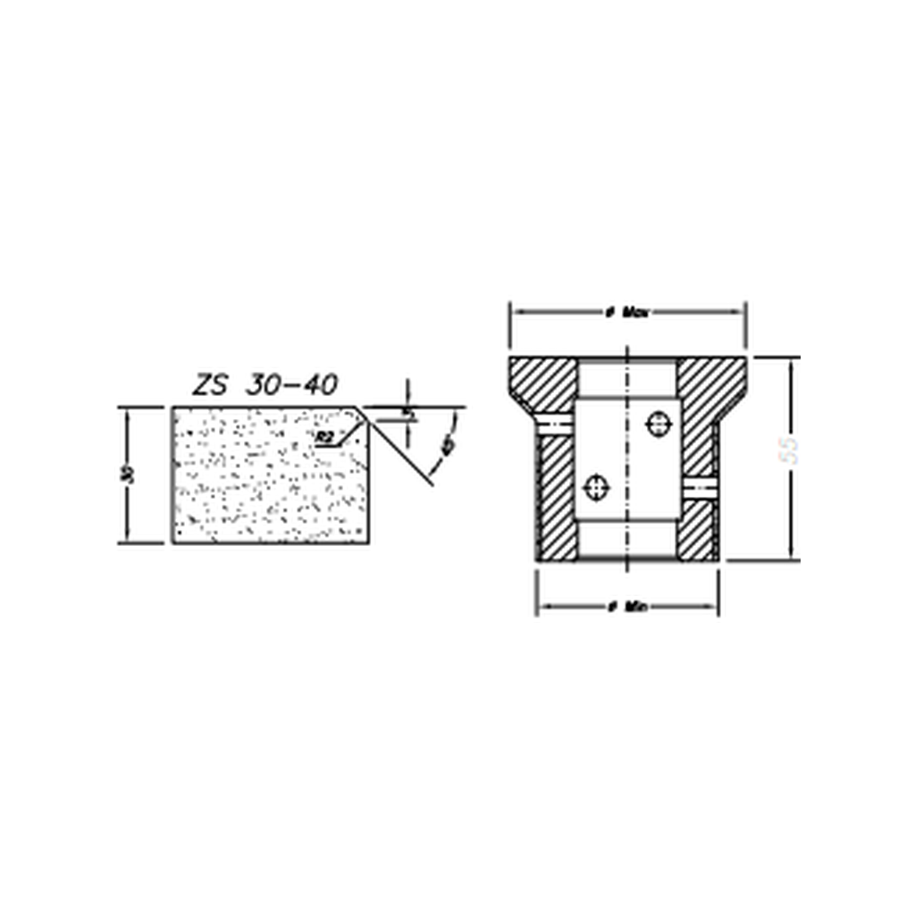 Marmo Elettromeccanica ZS40 Single Chamfer - 40mm Diamond Profiling Wheel - Line 40 CNC Bore 22mm