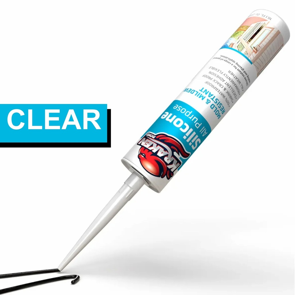 Kraken Bond All Purpose RTV Silicone Sealant — Clear Acetoxy, Waterproof (10.1 fl oz)