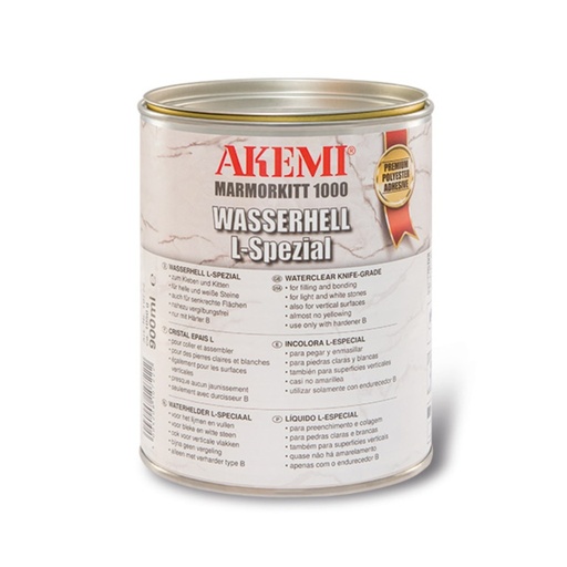 [10722] Akemi Marble Filler 1000 Transparent L-Special Waterclear - Gel-Like Knife-Grade Polyester Filler (Quart)