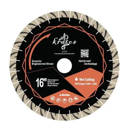 [BL16P25] 16" Kratos Patterned Silent Bridge Saw Blade, 25 mm