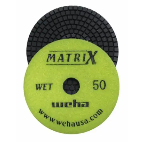 [50401] Weha #50 4" Matrix Diamond Polishing Pads Wet for Granite, Marble, Engineered Stone, Quartz, Quartzite for High Production Fabrication Shops