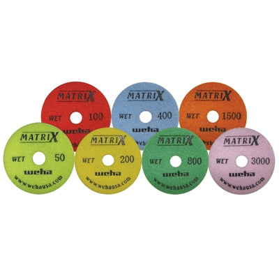 [50401] Weha 4" Matrix Dry Honeycomb Matte Finish Diamond Polishing Pad 50 Grit