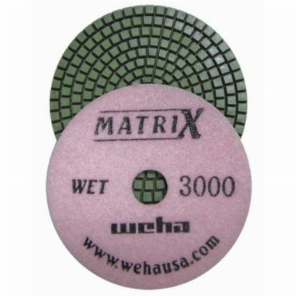[50402] Weha 4" Matrix Dry Honeycomb Matte Finish Diamond Polishing Pad 100 Grit