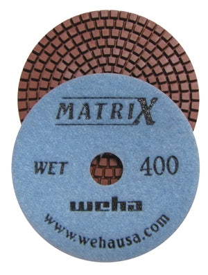 [50405] Weha 4" Matrix Dry Honeycomb Matte Finish Diamond Polishing Pad 800 Grit