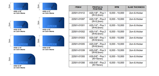 [22501-01001] Apexx A20 - 1/4"- pos.1 Router Bit