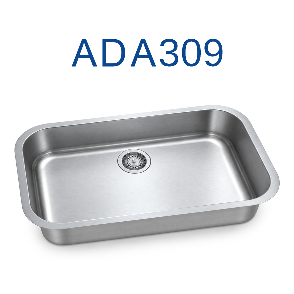 [ADA309] 30" x 18" x 5.5" Depth. Large Single Bowl. Bowl Satin, Rim Polish finish. - ADA309