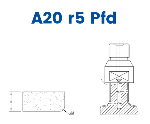 [SCE21320] SCE21320 LINE 20 20mm r5 Eased Edge Polished Face Down (¼ Radius) Profile A20 r5 PFD Position 1 EHS EHS Kit (all materials, high speed)