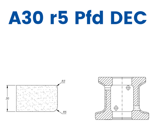 [SC41119] SC41119 30mm r5 Eased Edge DEC Line 40 - (Bore 22 Fitting) Profile A30 r5 PFD DEC Zenith Position 1 Standard Kit (all materials)