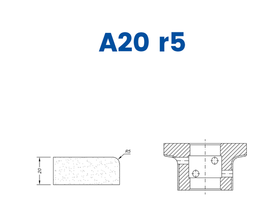 [SC47001] SC47001 20mm r5 Eased Edge Line 40 - (Bore 22 Fitting) Profile A20 r5 Position 1 Electroplated Electroplated Kit (soft materials, marble)