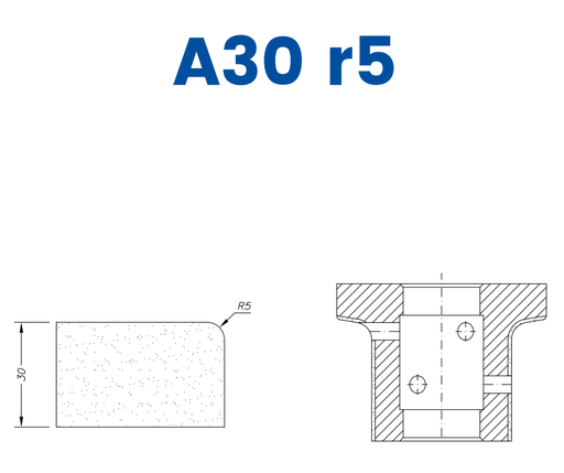 [SC47005] SC47005 30mm r5 Eased Edge Line 40 - (Bore 22 Fitting) Profile A30 r5 Position 1 Electroplated Electroplated Kit (soft materials, marble)