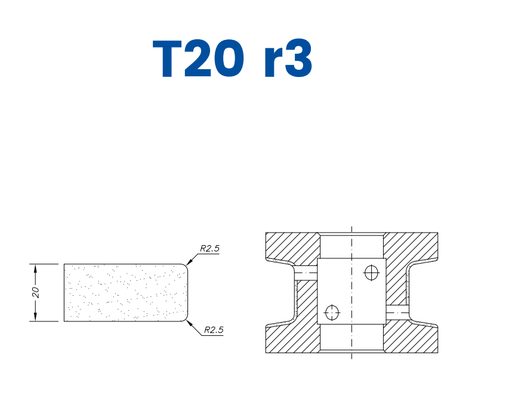 [SC47114] SC47114 20mm Eased Top & Bottom r2.5 Line 40 - (Bore 22 Fitting) Profile T20 r3 Position 1 Electroplated Electroplated Kit (soft materials, marble)