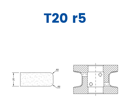 [SC47080] SC47080 30mm Eased Top & Bottom r5 Line 40 - (Bore 22 Fitting) Profile T20 r5 Position 1 Electroplated Electroplated Kit (soft materials, marble)