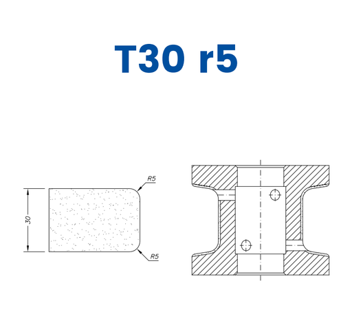 [SC47082] SC47082 30mm Eased Top & Bottom r5 Line 40 - (Bore 22 Fitting) Profile T30 r5 Position 1 Electroplated Electroplated Kit (soft materials, marble)