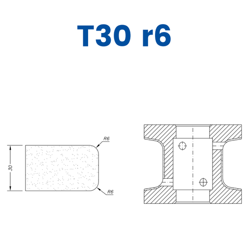 [SC47D156] SC47D156 30mm Eased Top & Bottom r6 Line 40 - (Bore 22 Fitting) Profile T30 r6 Position 1 Electroplated Electroplated Kit (soft materials, marble)