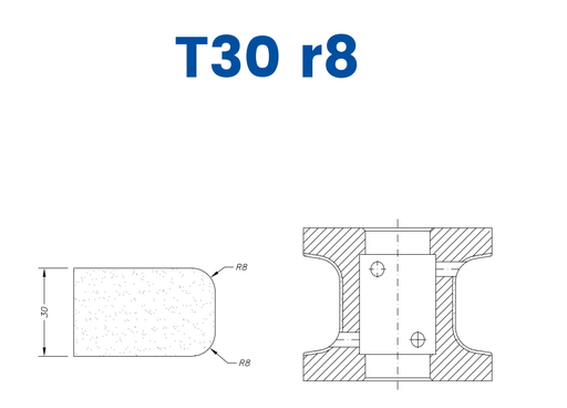 [SC47D096] SC47D096 30mm Eased Top & Bottom r8 Line 40 - (Bore 22 Fitting) Profile T30 r8 Position 1 Electroplated Electroplated Kit (soft materials, marble)